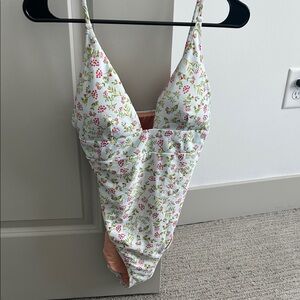 J. Crew Floral One-Piece Swimsuit with Pink and Green Accents